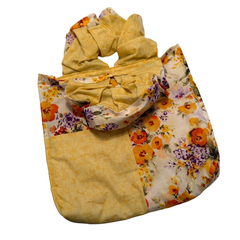 Floral Scrunchie Handle Yellow Handbag Cottagecore Boho